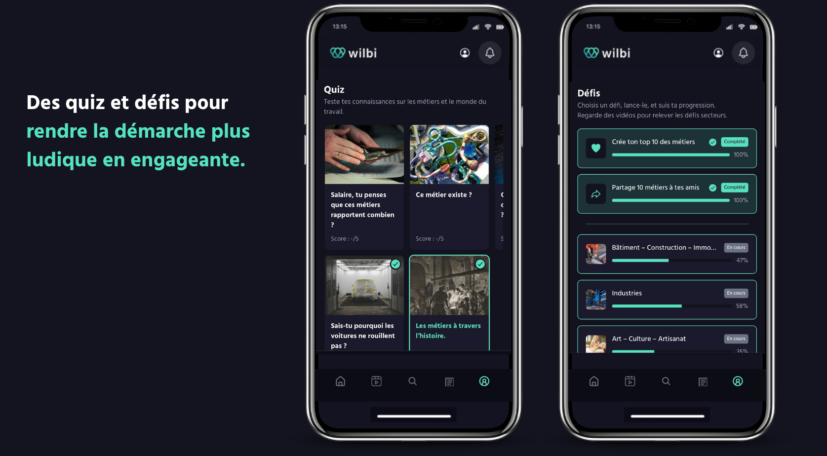 Quiz et défis Wilbi